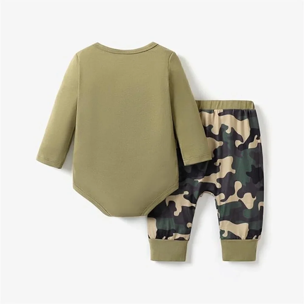 MINI MAMA Long Sleeve Romper and Pants / 3-6 months /ARMY GREEN / BRAND …